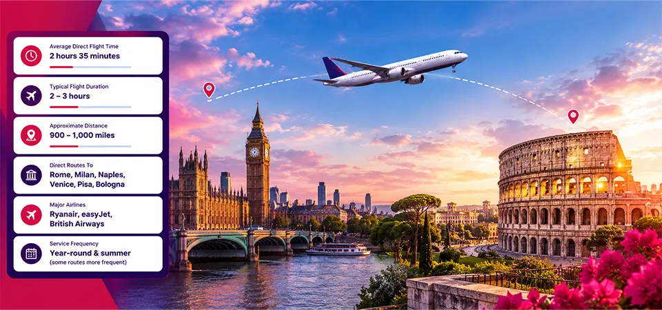 Average Flight Time from UK to Italy