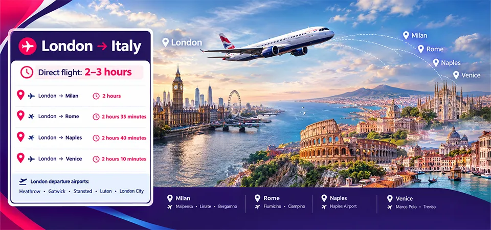 London to Italy Flight Time