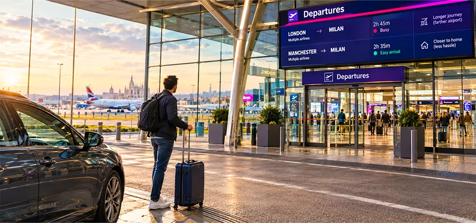 Return Flight Time from Italy to the UK